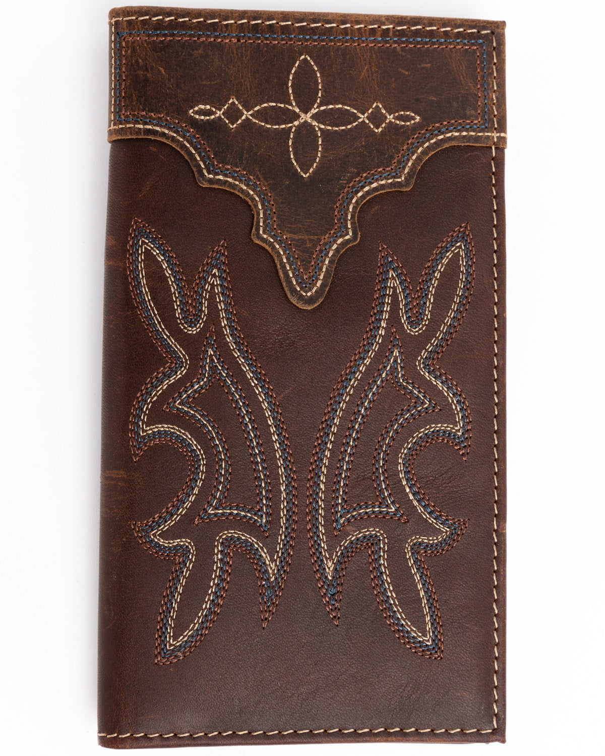 Men's Rodeo Stitched Leather Wallet Brown