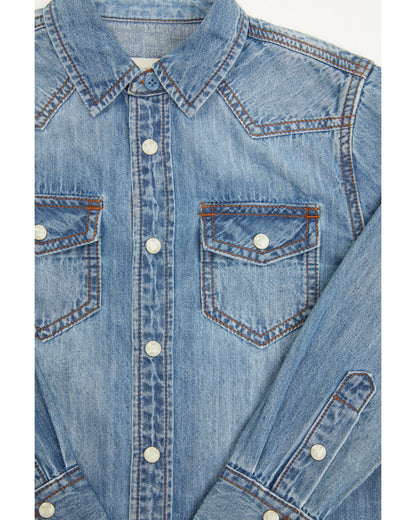 Toddler Boys' Foothill Denim Long Sleeve Pearl Snap Western Dark Wash