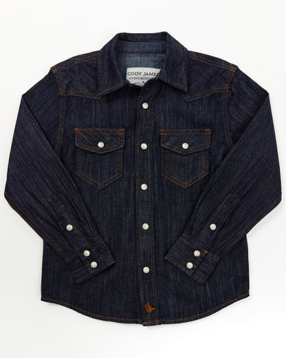 Toddler Boys' Foothill Denim Long Sleeve Pearl Snap Western Dark Wash