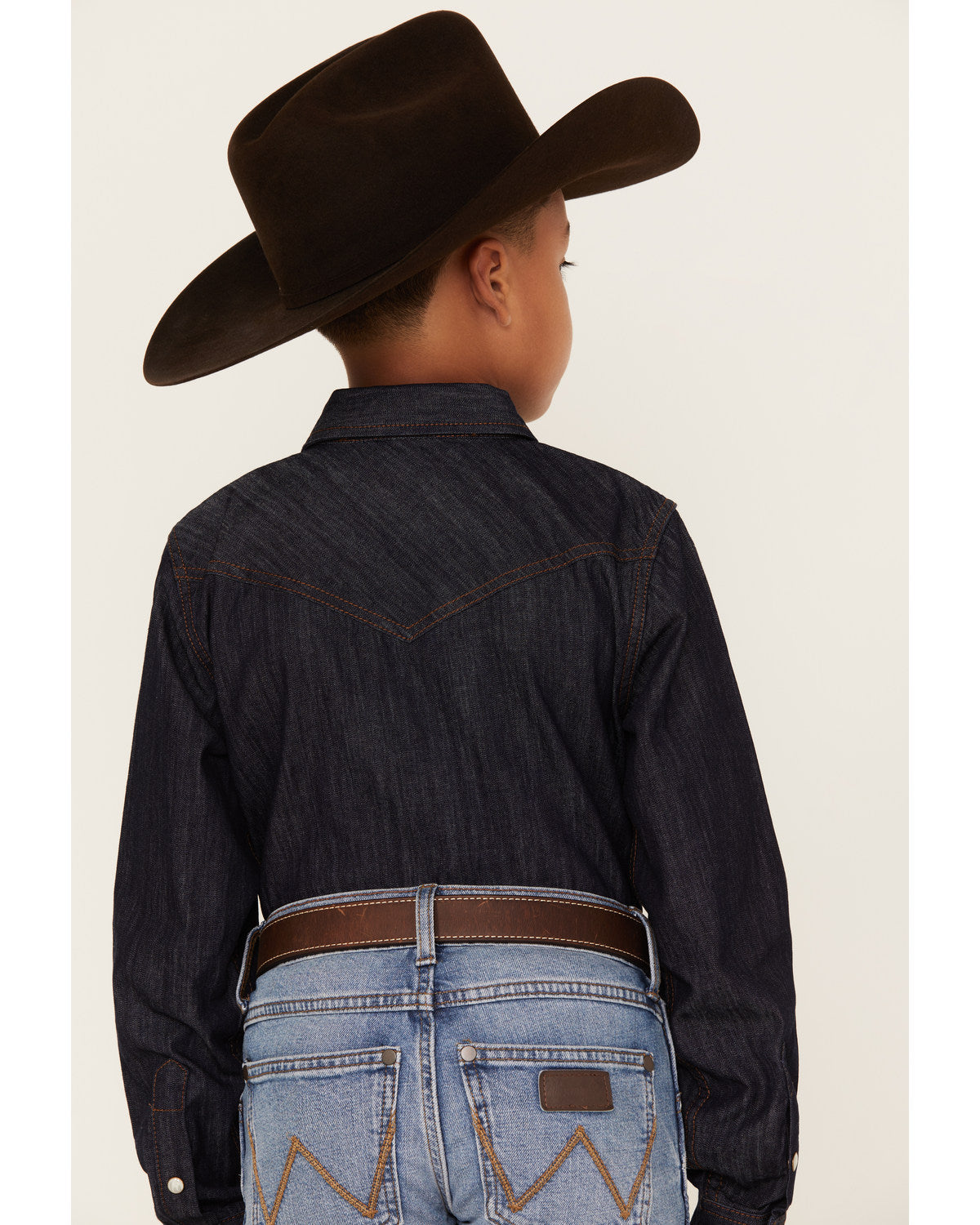 Boys' Cave Creek Long Sleeve Pearl Snap Western Denim Shirt Medium Wash