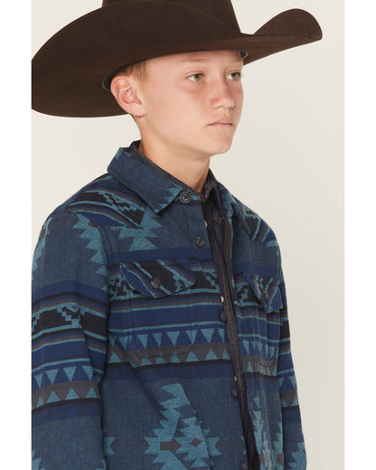 Boys' Rosewell Southwestern Print Button-Down Flannel Shirt Blue