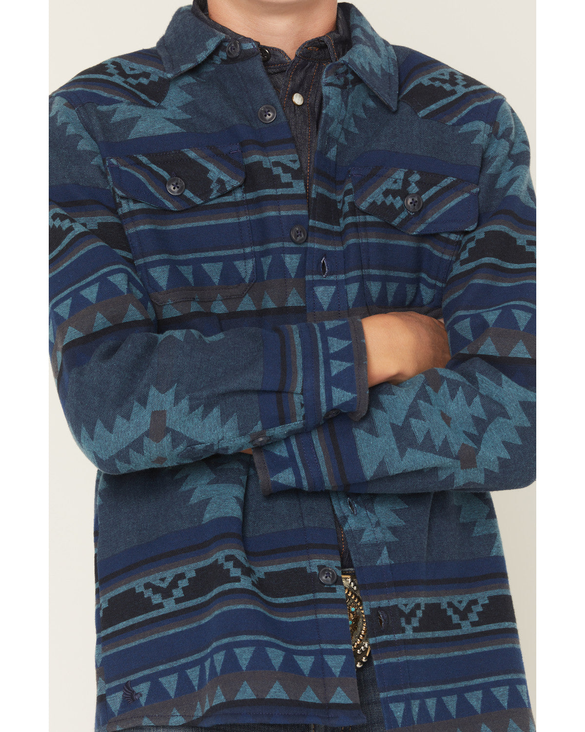 Boys' Rosewell Southwestern Print Button-Down Flannel Shirt Blue