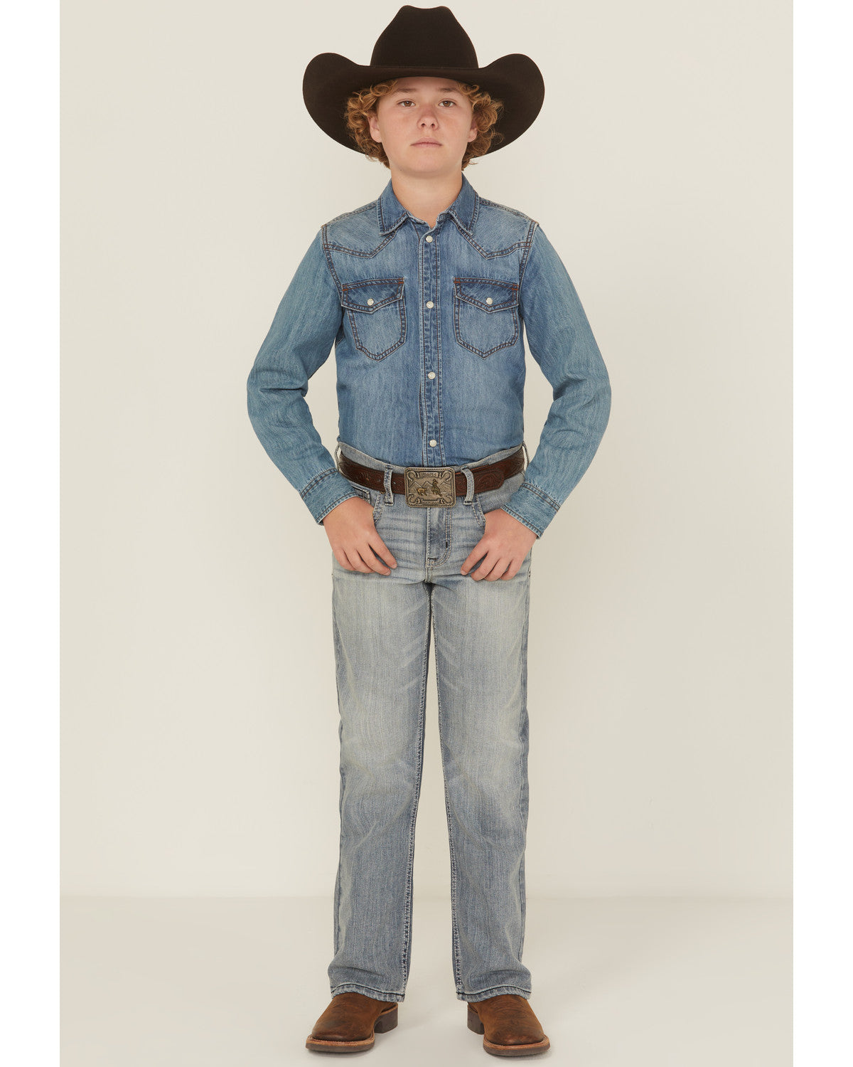Boys' Medium Wash Buckskin Slim Bootcut Stretch Denim Jeans Medium Wash