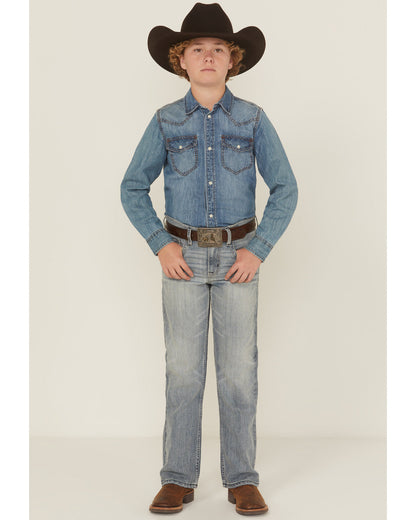 Boys' Medium Wash Buckskin Slim Bootcut Stretch Denim Jeans Medium Wash