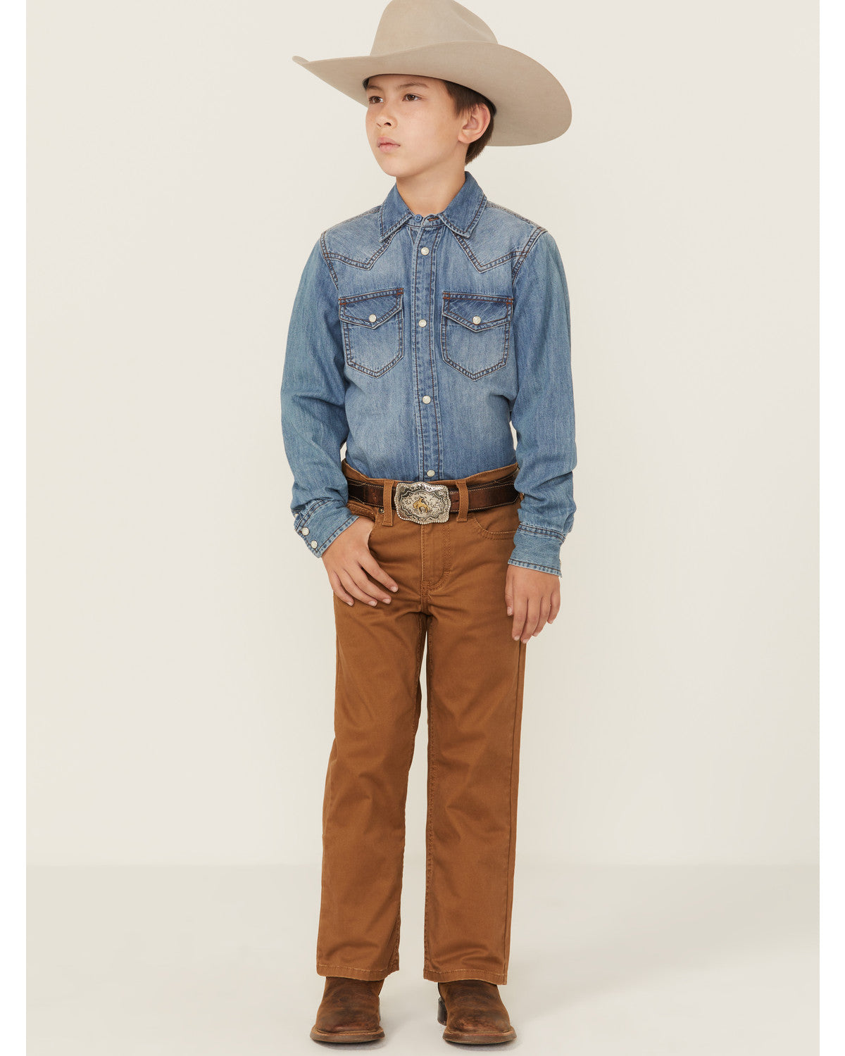 Boys' Benedetto Slim Bootcut Stretch Denim Jeans Rust Copper