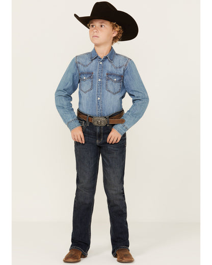Boys' Dark Wash Moonlight Slim Bootcut Stretch Denim Jeans Dark Wash