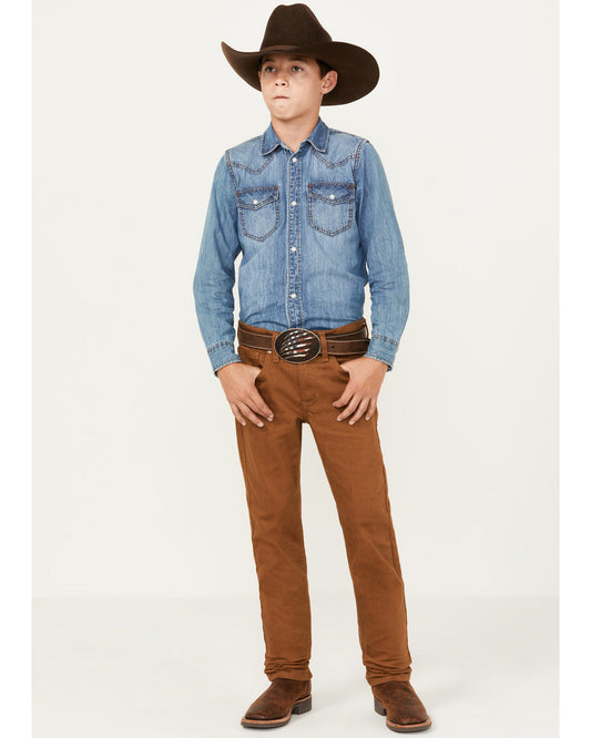 Boys' Rubber Slim Straight Stretch Jeans Rust Copper
