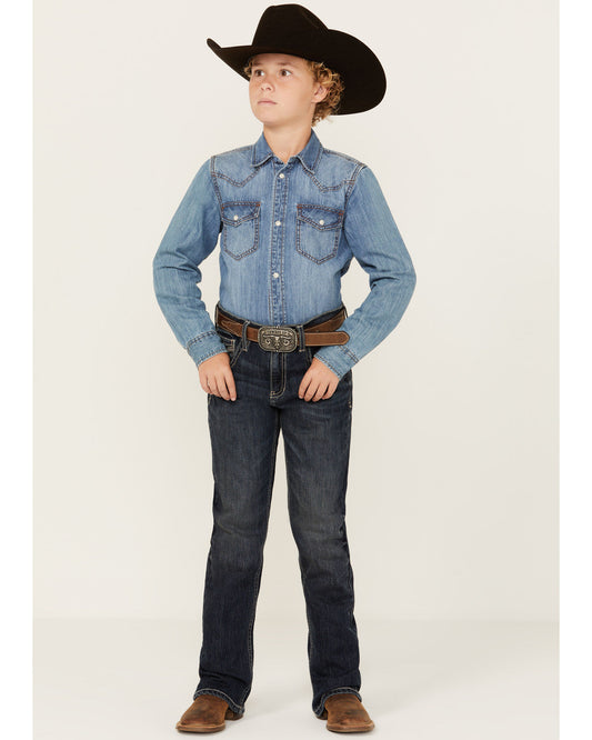 Boys' Dark Wash Moonlight Slim Stretch Bootcut Jeans Dark Wash