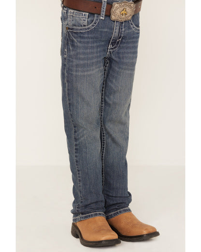 Little Boys' Stone Cold Wash Slim Bootcut Stretch Jeans - S Dark Medium Wash
