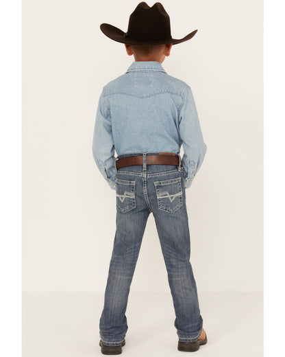 Little Boys' Stone Cold Wash Slim Bootcut Stretch Jeans - S Dark Medium Wash