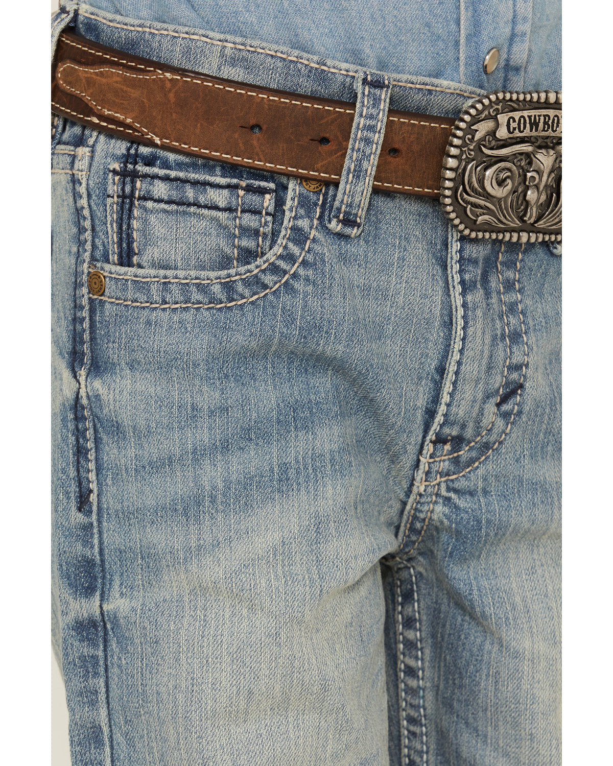 Boys' Crupper Light Wash Stretch Slim Straight Jeans Blue