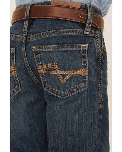 Little Boys' Saguaro Dark Wash Mid Rise Stretch Slim Bootcu Blue