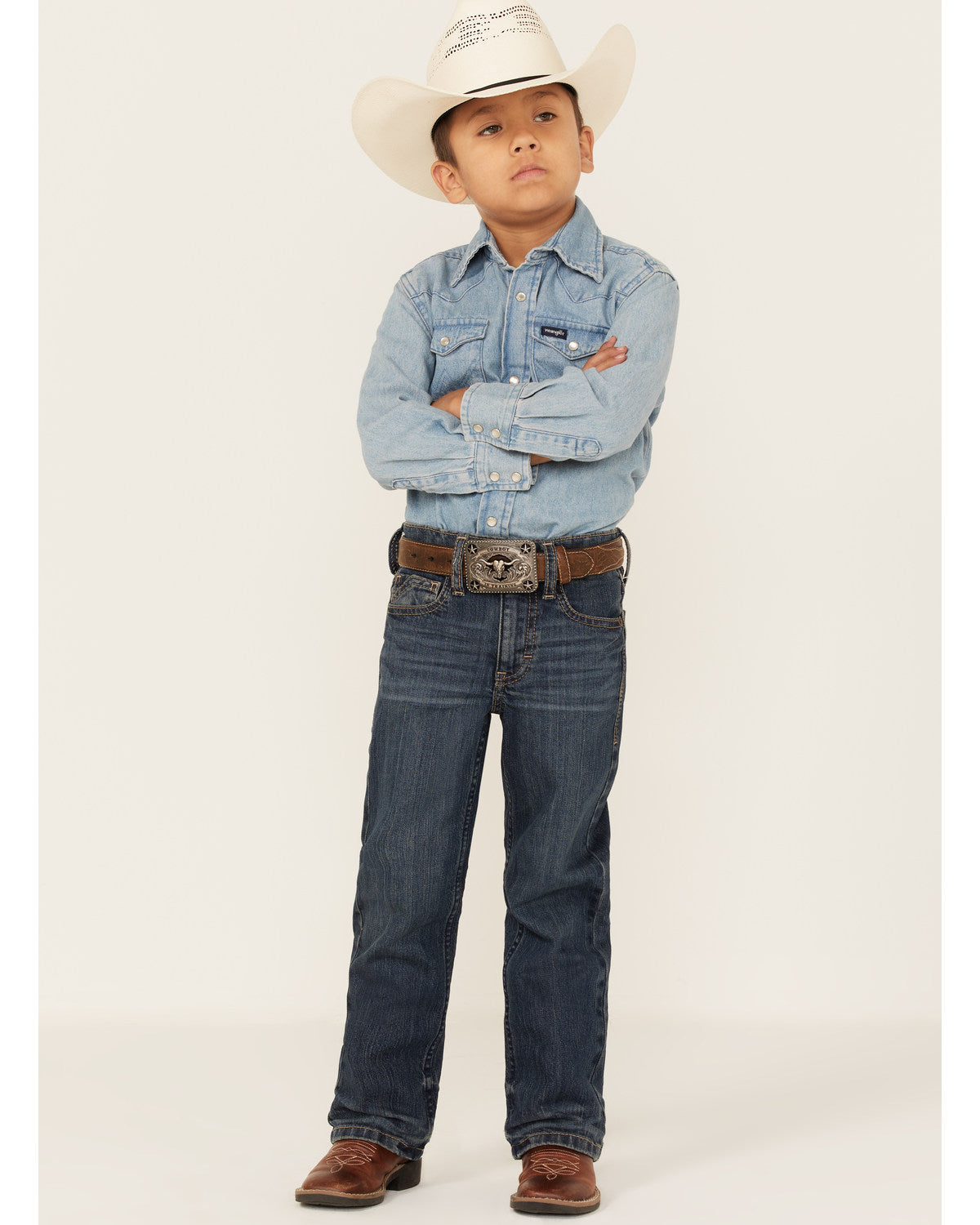 Little Boys' Saguaro Dark Wash Mid Rise Stretch Slim Bootcu Blue
