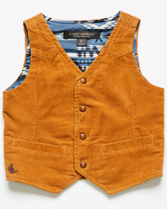 Toddler Boys' William Corduroy Snap Vest Tan