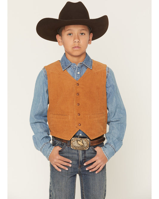 Boys' William Corduroy Western Vest Tan
