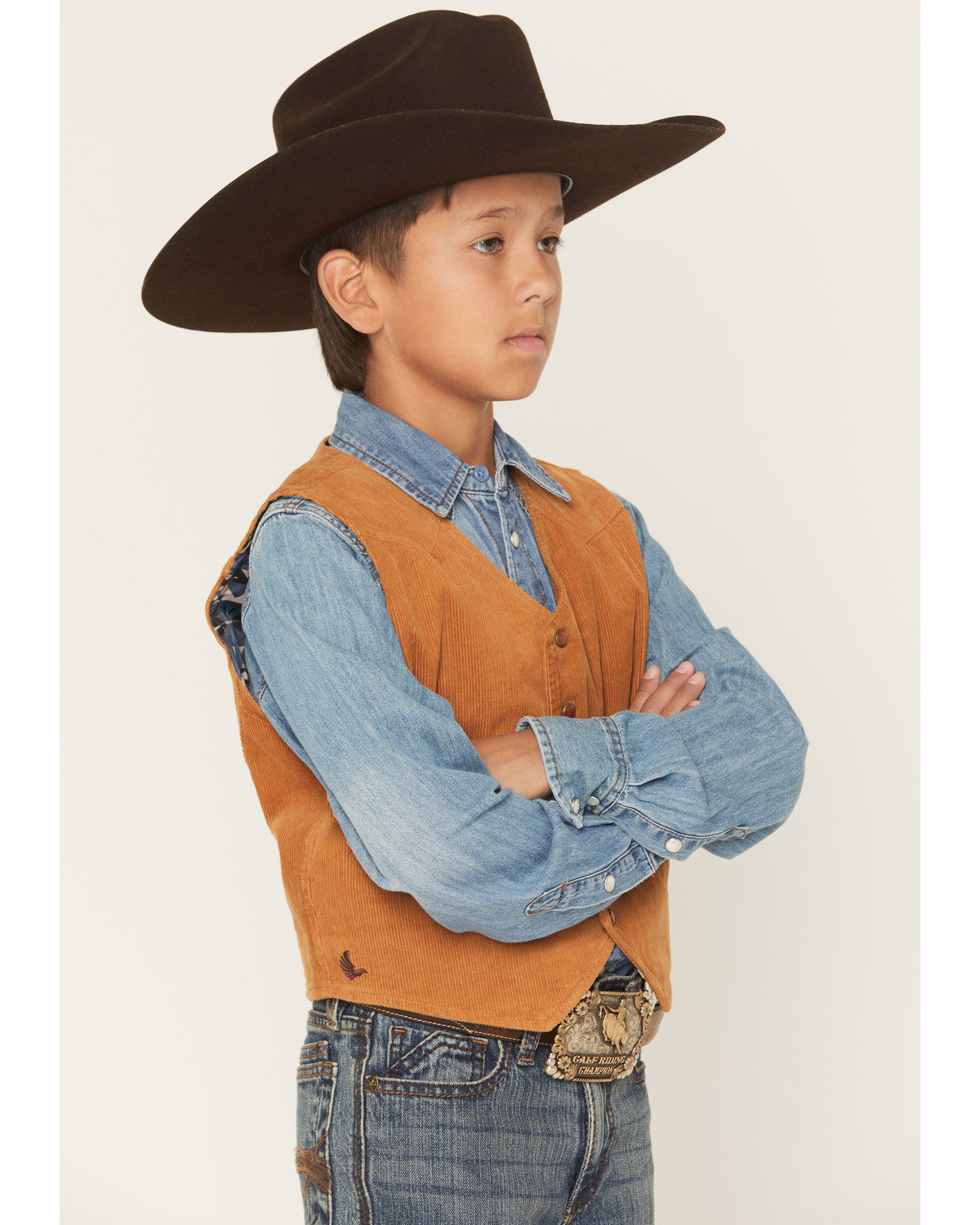 Boys' William Corduroy Western Vest Tan