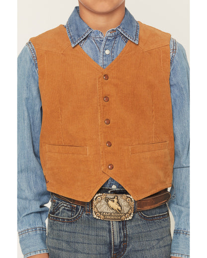 Boys' William Corduroy Western Vest Tan