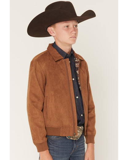Boys' Harrington Faux Suede Bomber Jacket Lt Brown
