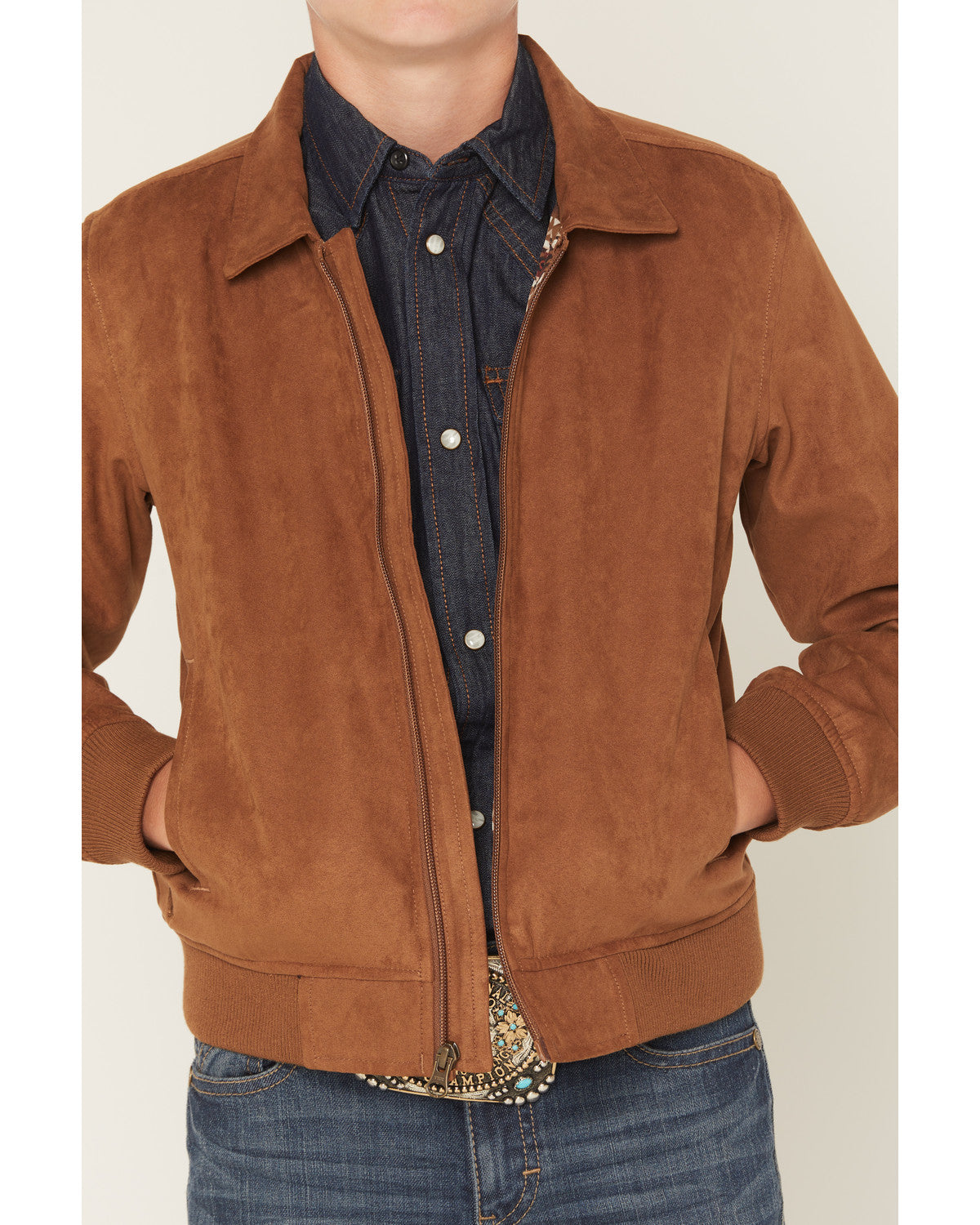 Boys' Harrington Faux Suede Bomber Jacket Lt Brown