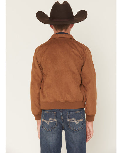 Boys' Harrington Faux Suede Bomber Jacket Lt Brown