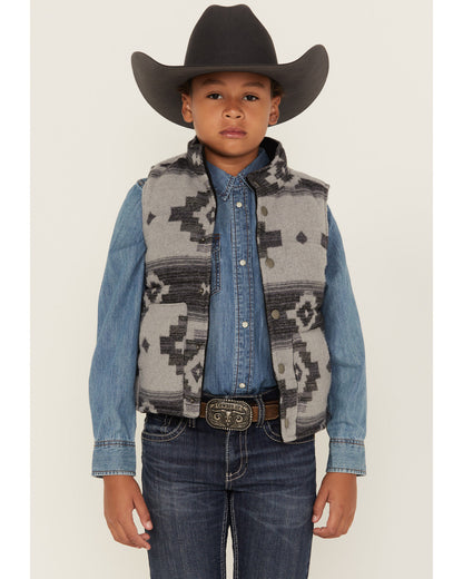 Boys' Sunset Reversible Jacquard Puffer Vest Grey
