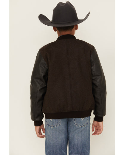 Boys' Brighton Solid Varsity Jacket Brown