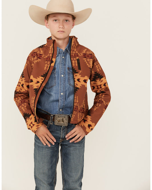 Boys' Stampede Southwestern Print Softshell Jacket Tan