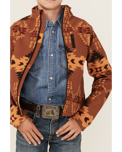 Boys' Stampede Southwestern Print Softshell Jacket Tan