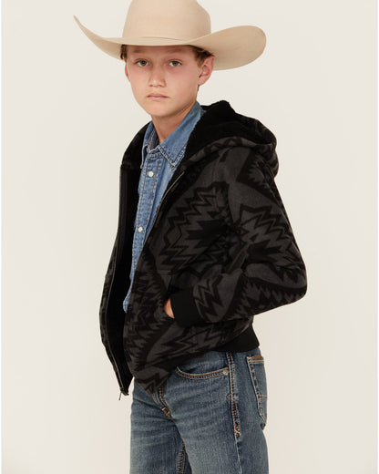 Boys' Basin Southwestern Print Hooded Jacket Charcoal