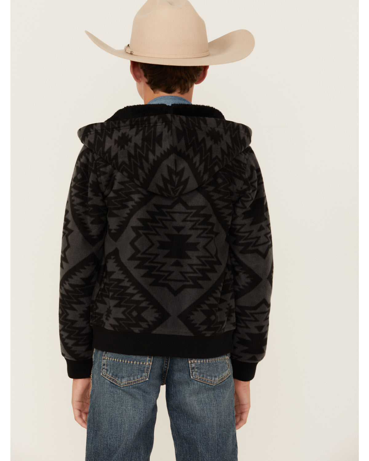 Boys' Basin Southwestern Print Hooded Jacket Charcoal