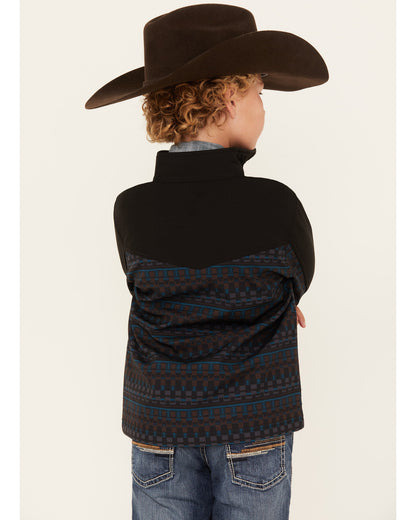 Boys' Color Block Pattern Softshell Jacket Black