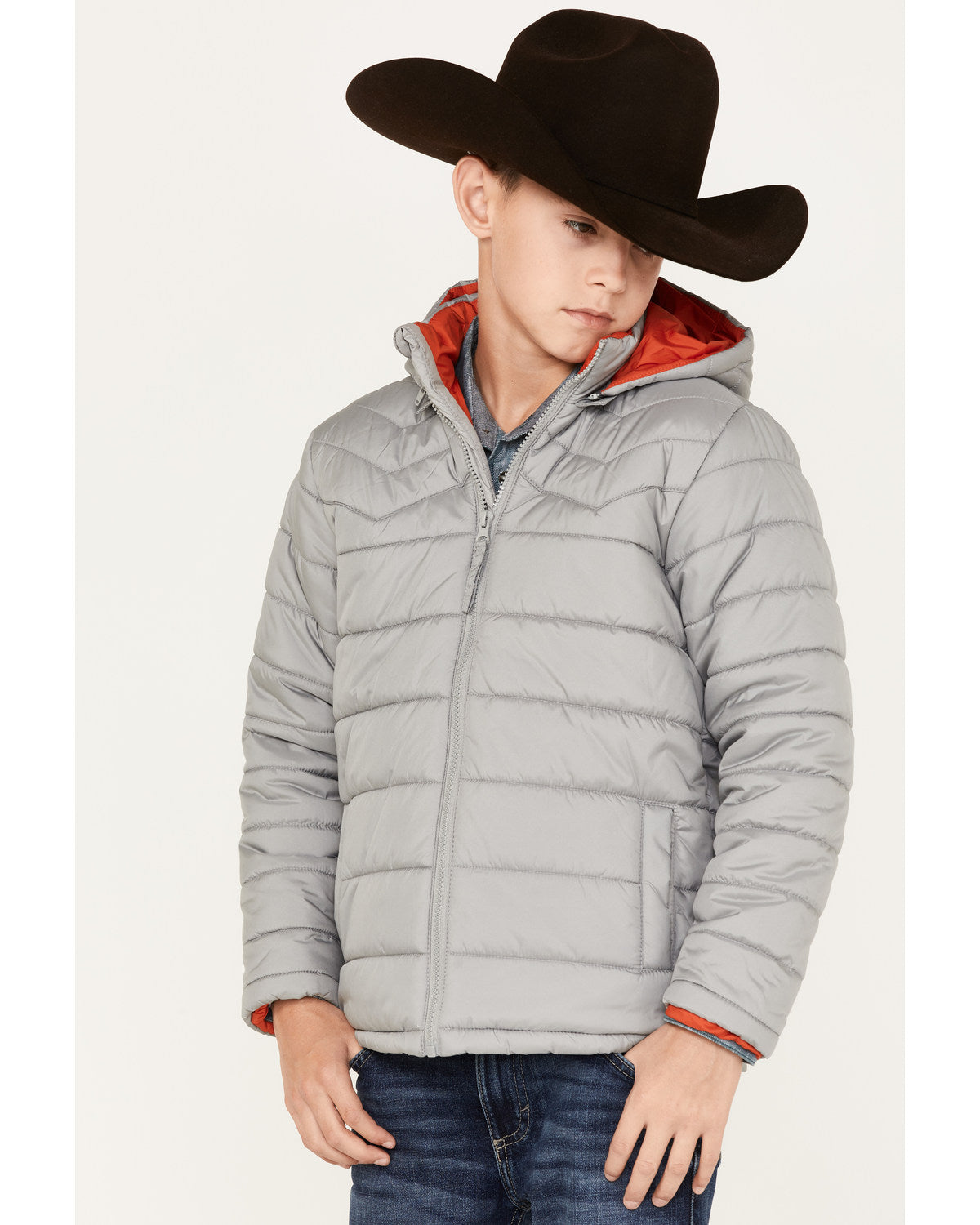 Boys' Hooded Puffer Jacket Grey