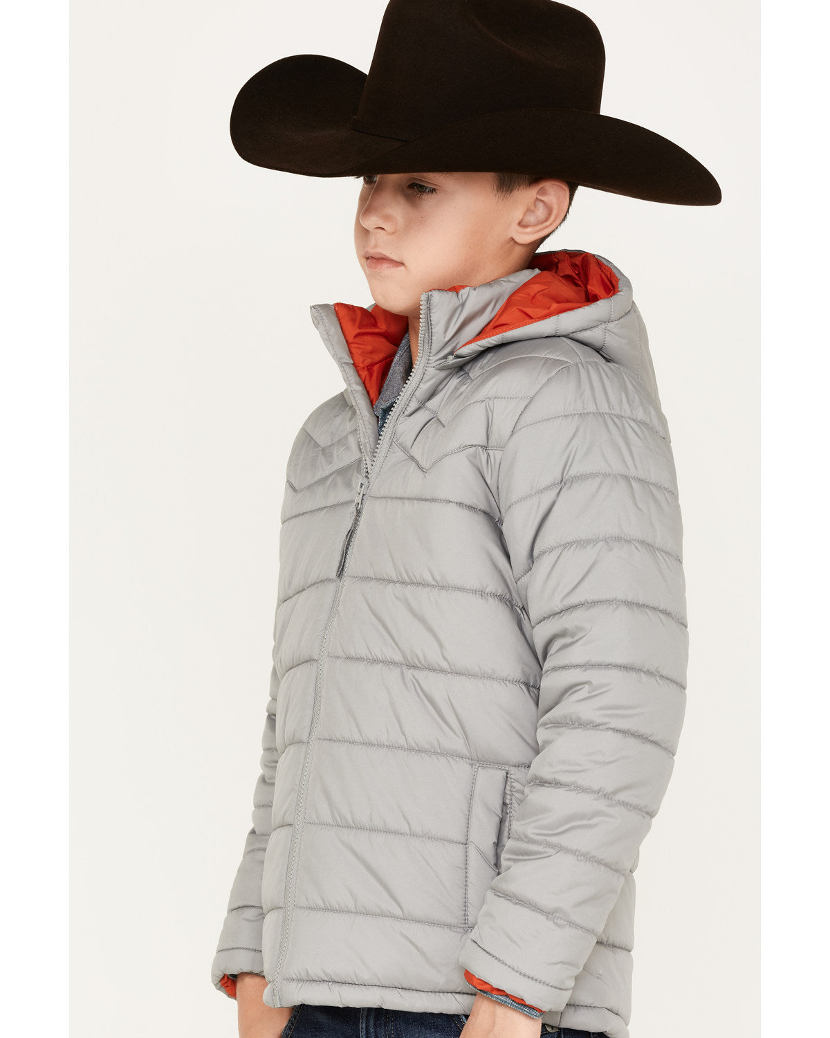 Boys' Hooded Puffer Jacket Grey