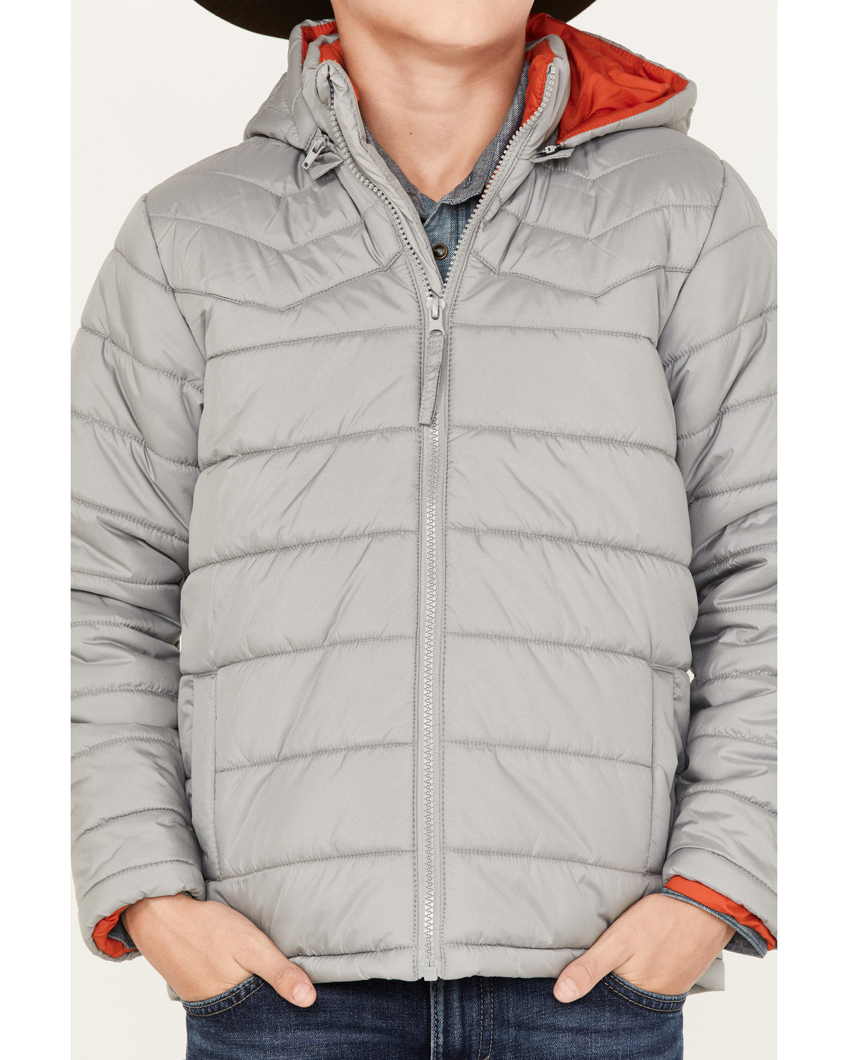 Boys' Hooded Puffer Jacket Grey