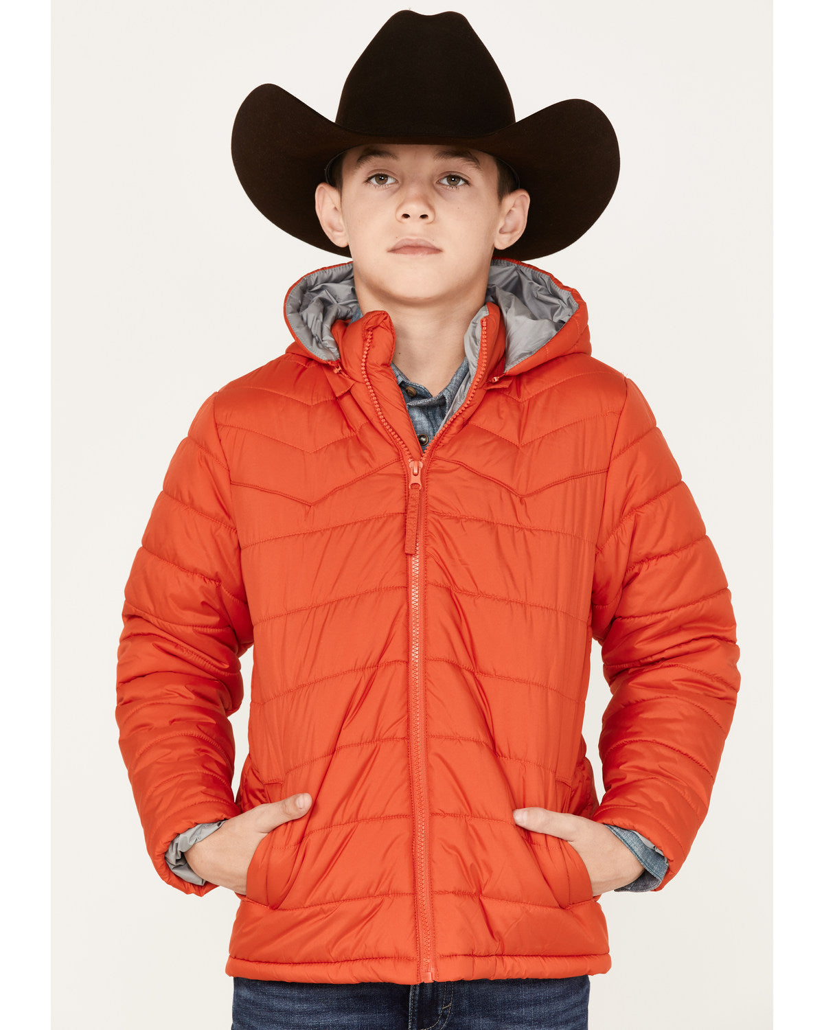 Boys' Hooded Puffer Jacket Grey