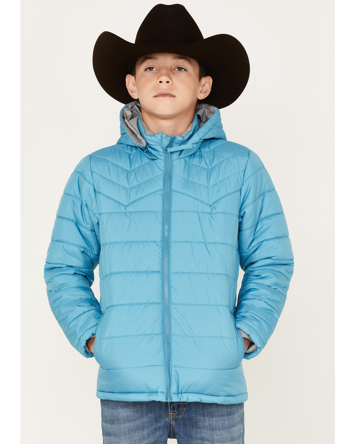 Boys' Hooded Puffer Jacket Grey