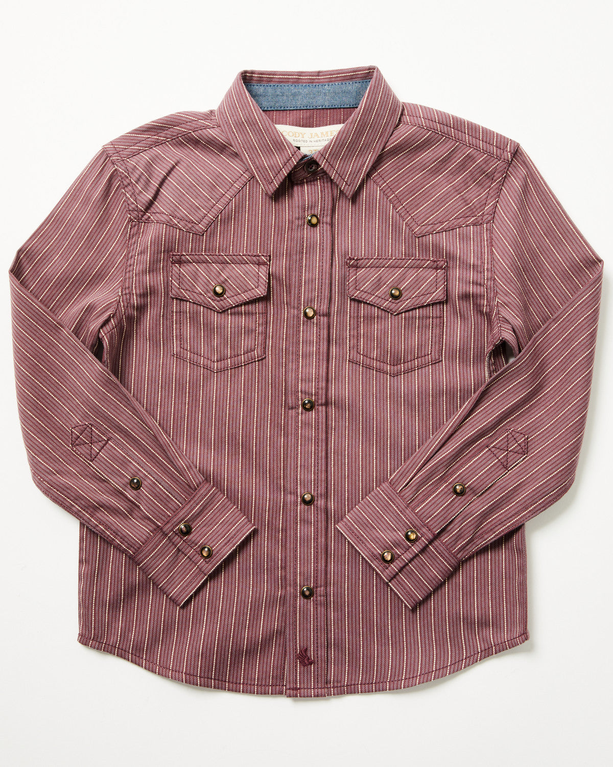 Toddler Boys' Everest Peak Striped Print Long Sleeve Snap W Burgundy
