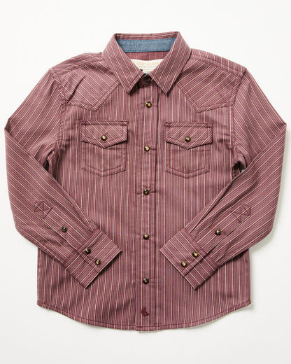 Toddler Boys' Everest Peak Striped Print Long Sleeve Snap W Burgundy