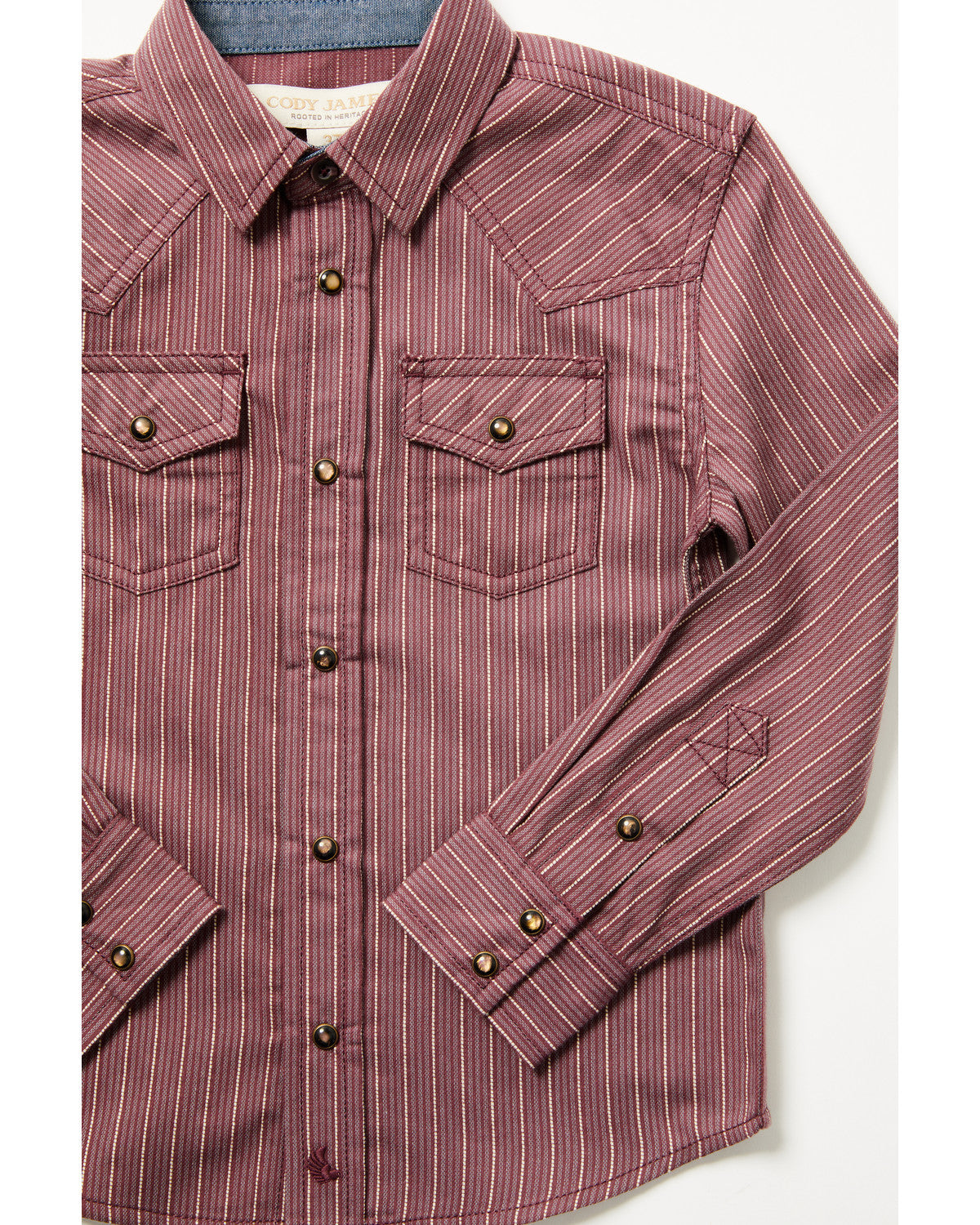 Toddler Boys' Everest Peak Striped Print Long Sleeve Snap W Burgundy