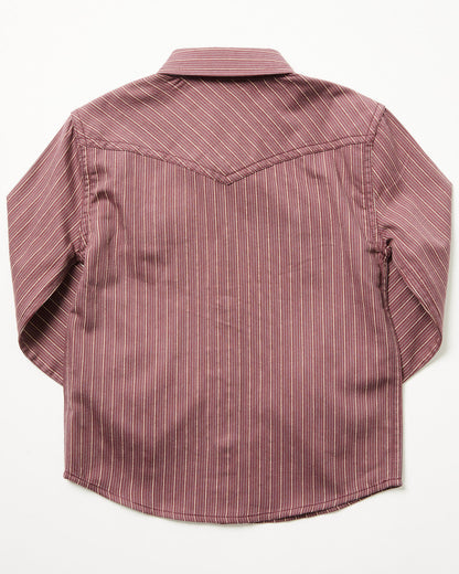 Toddler Boys' Everest Peak Striped Print Long Sleeve Snap W Burgundy