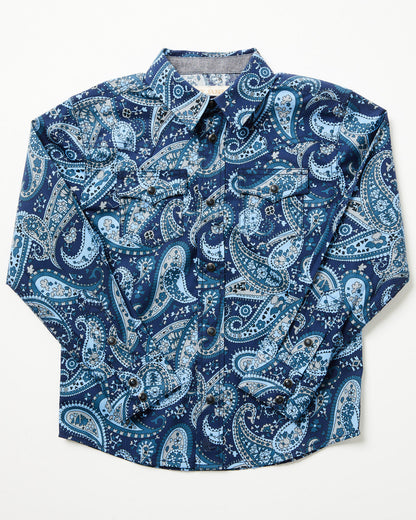 Toddler Boys' Westward Paisley Print Long Sleeve Snap Weste Navy