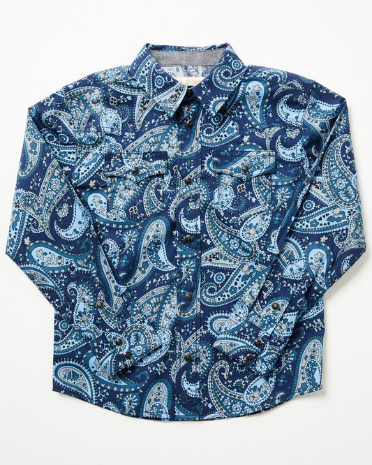 Toddler Boys' Westward Paisley Print Long Sleeve Snap Weste Navy