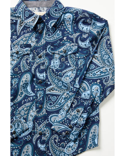 Toddler Boys' Westward Paisley Print Long Sleeve Snap Weste Navy