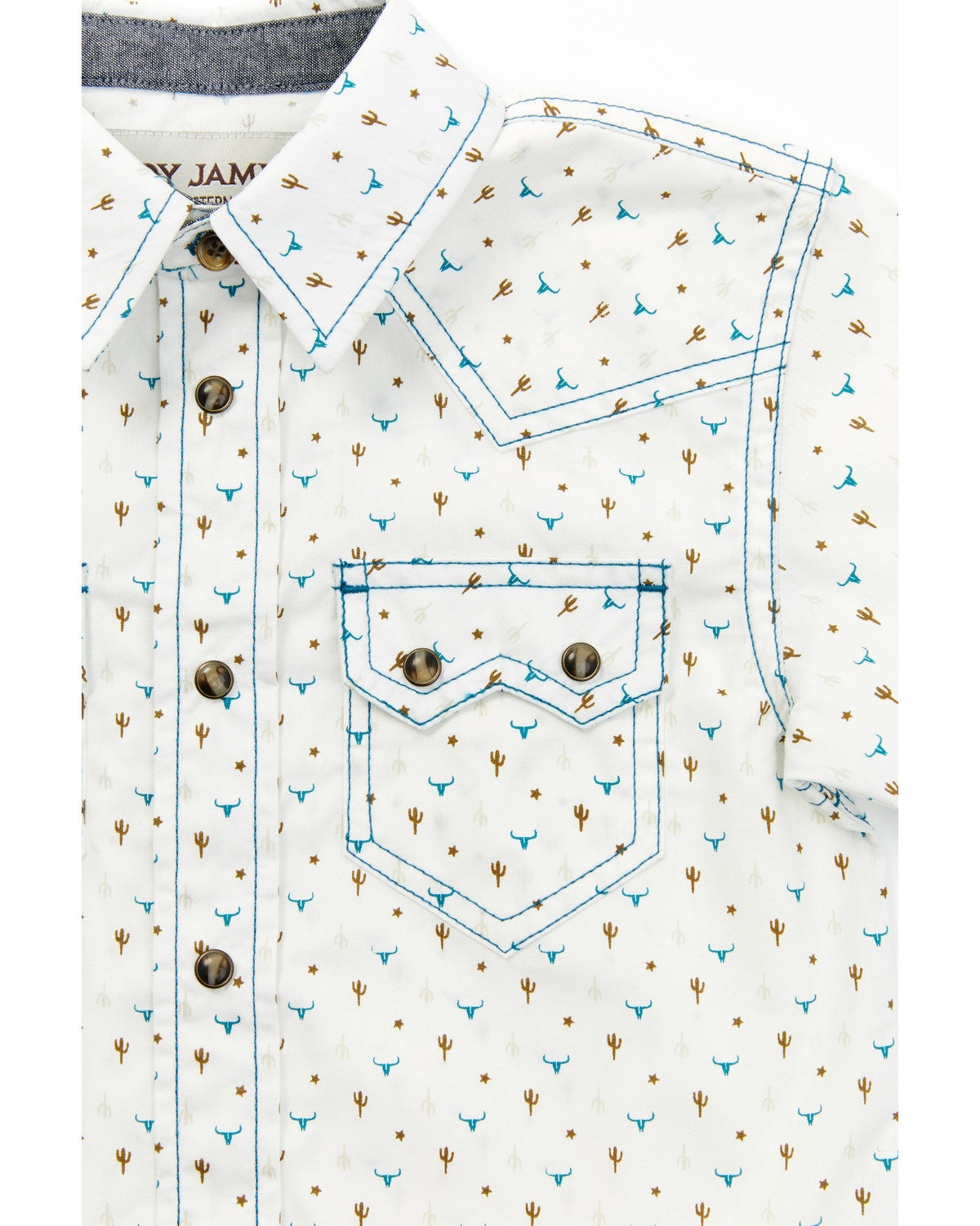 Toddler Boys' Bull and Cactus Print Short Sleeve Snap Weste Oatmeal
