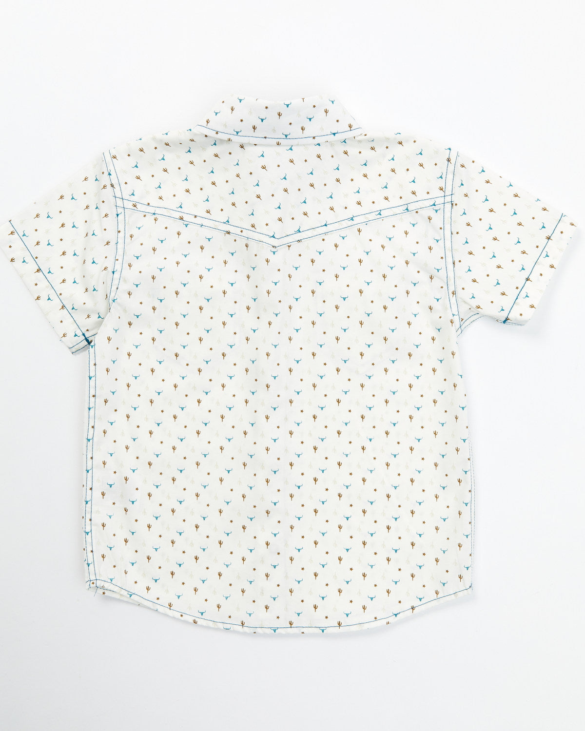 Toddler Boys' Bull and Cactus Print Short Sleeve Snap Weste Oatmeal