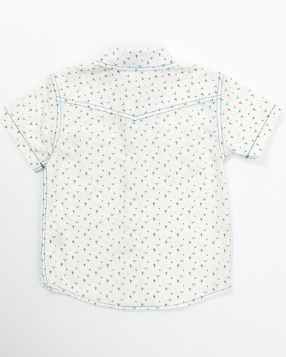 Toddler Boys' Bull and Cactus Print Short Sleeve Snap Weste Oatmeal