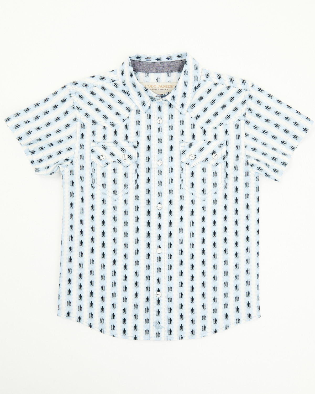 Toddler Boys' Outlaw Pass Striped Print Short Sleeve Snap W White
