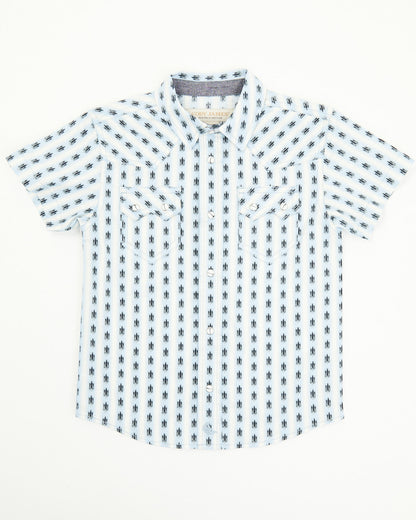 Toddler Boys' Outlaw Pass Striped Print Short Sleeve Snap W White