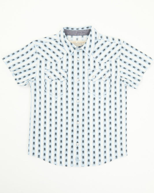 Toddler Boys' Outlaw Pass Striped Print Short Sleeve Snap W White