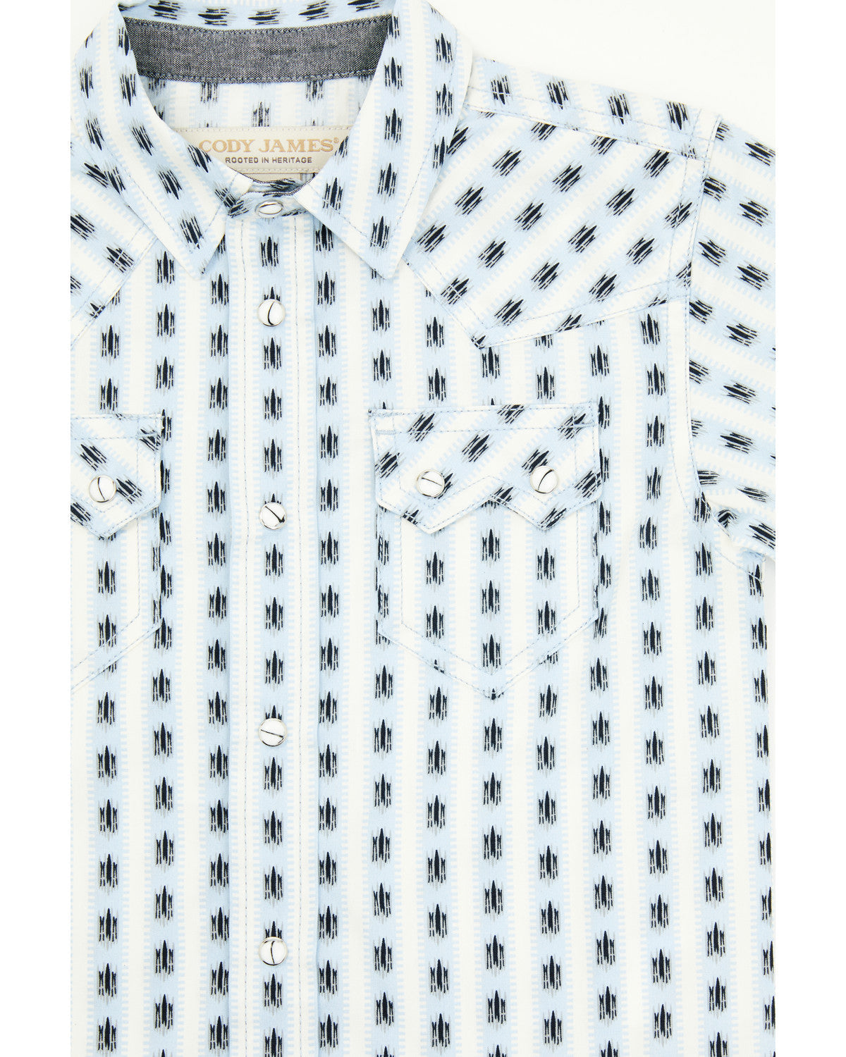 Toddler Boys' Outlaw Pass Striped Print Short Sleeve Snap W White
